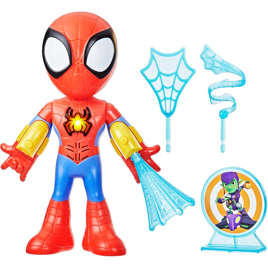 Figura de Spider-Man color rojo y azul, con accesorios de telaraña y base de juego