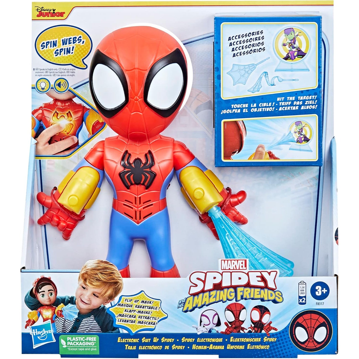 Muñeco Spider-Man rojo y azul con accesorios, juguete para niños, colección Marvel