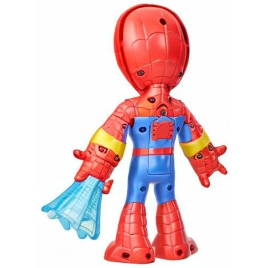 Figura de acción Spider-Man roja y azul, vista trasera con accesorios de web