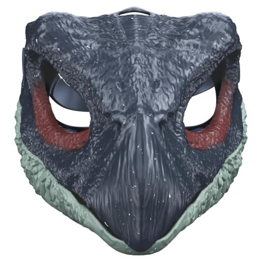 Máscara de cara de dinosaurio, color gris y negro, ideal para juegos o disfraces.