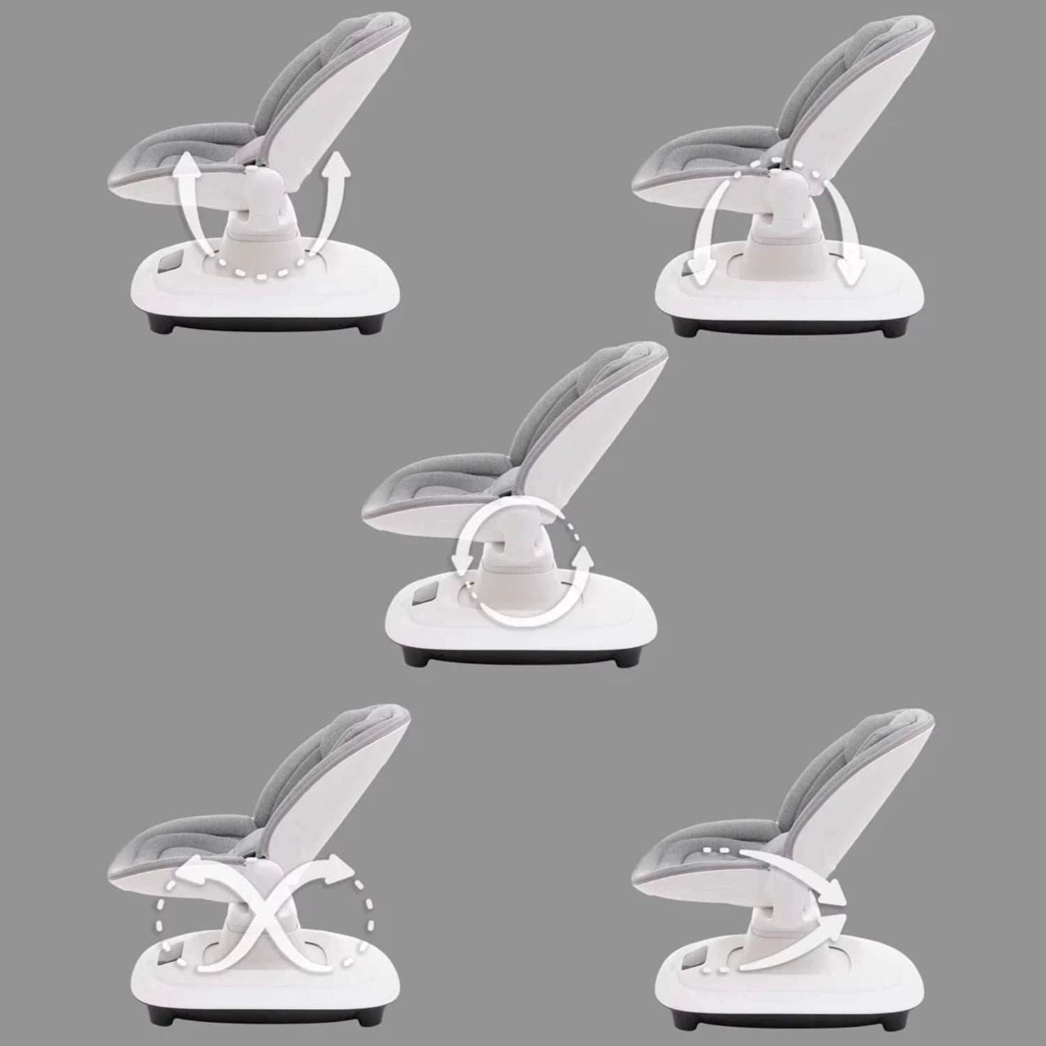 Mecedora KIDILO blanca con múltiples posiciones de reclinado y soporte ergonómico