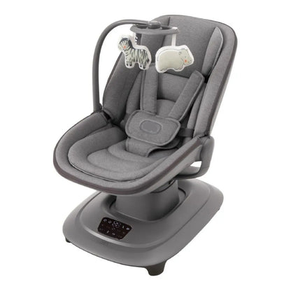 Mecedora gris KIDILO con juguetes colgantes para bebés, vista frontal