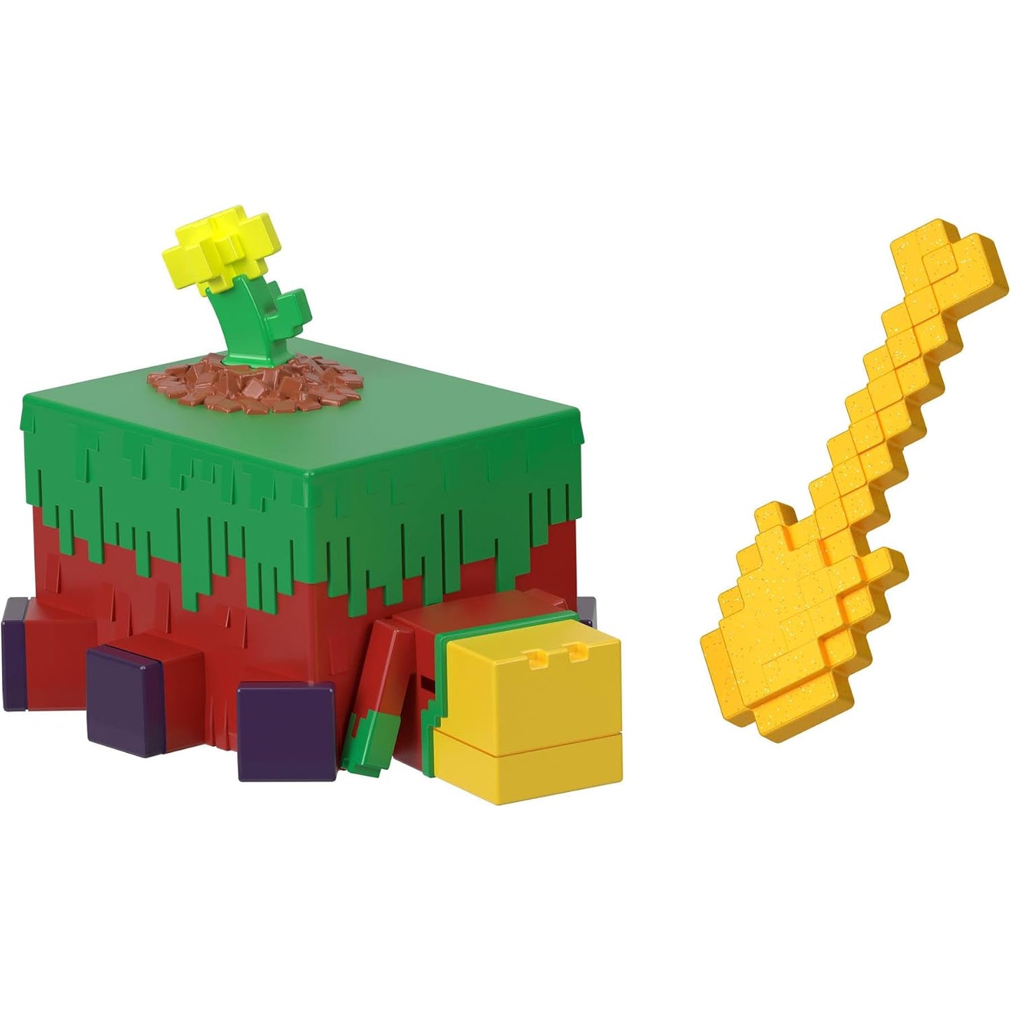 Juguete MATTEL LL0308, figura bloque de construcción con guitarra amarilla y planta