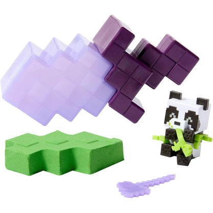 Juguete de bloques de construcción MATTEL, figura de panda y espada morada