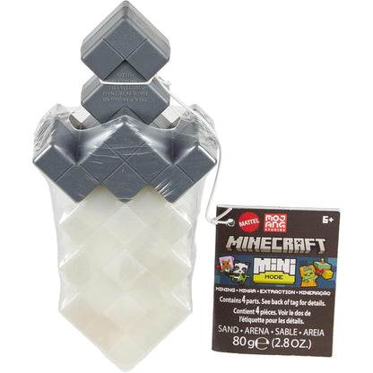 Juego de bloques Minecraft Mini, color gris y blanco, con etiqueta y vista frontal