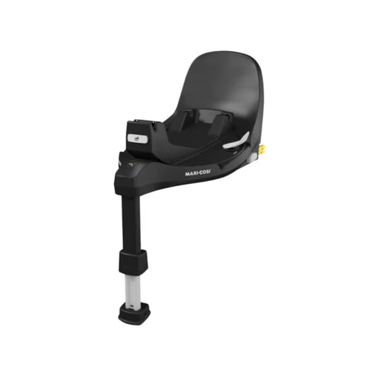 Base negra para silla de auto MAXI COSI, vista lateral, instalación segura.