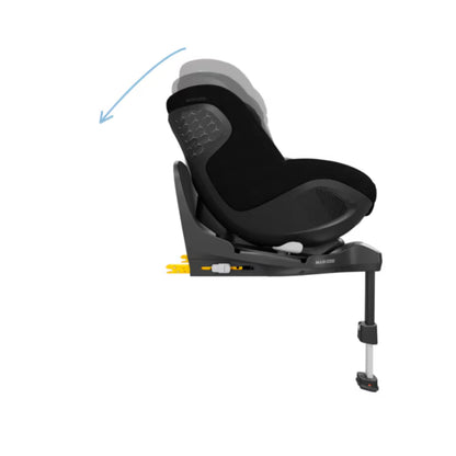 Silla de auto MAXI COSI negra desde el lado, diseñada para seguridad y confort