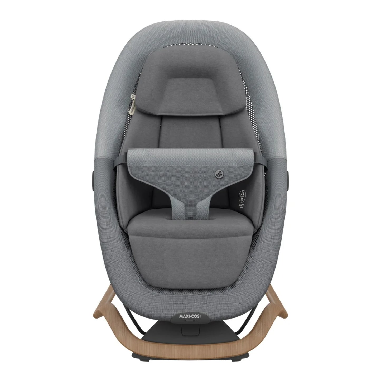 Mecedora gris MAXI COSI vista frontal en ambiente moderno