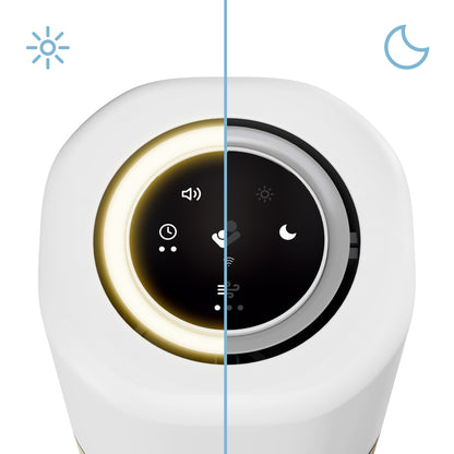 Purificador blanco con luz nocturna, control táctil y funciones silenciosas