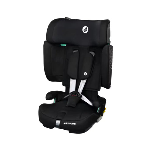 Silla Maxi Cosi negra, vista lateral, adecuada para niños en vehículos