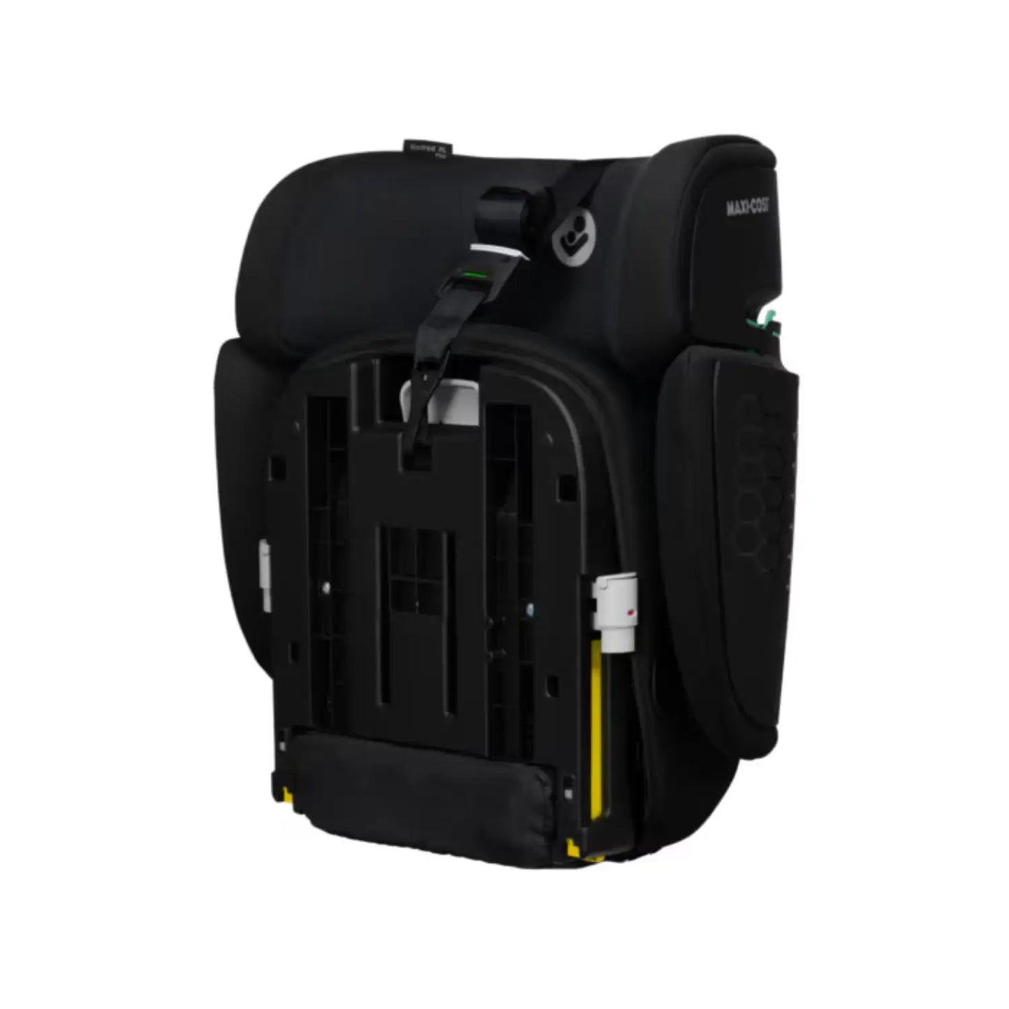 Silla Maxi Cosi negra lateral, vista posterior y diseño ergonómico