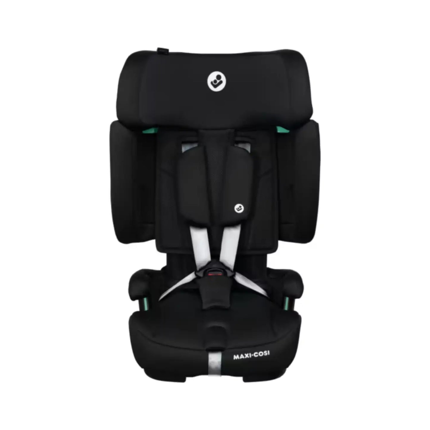 Silla de auto Maxi Cosi negra vista frontal, ideal para la seguridad infantil