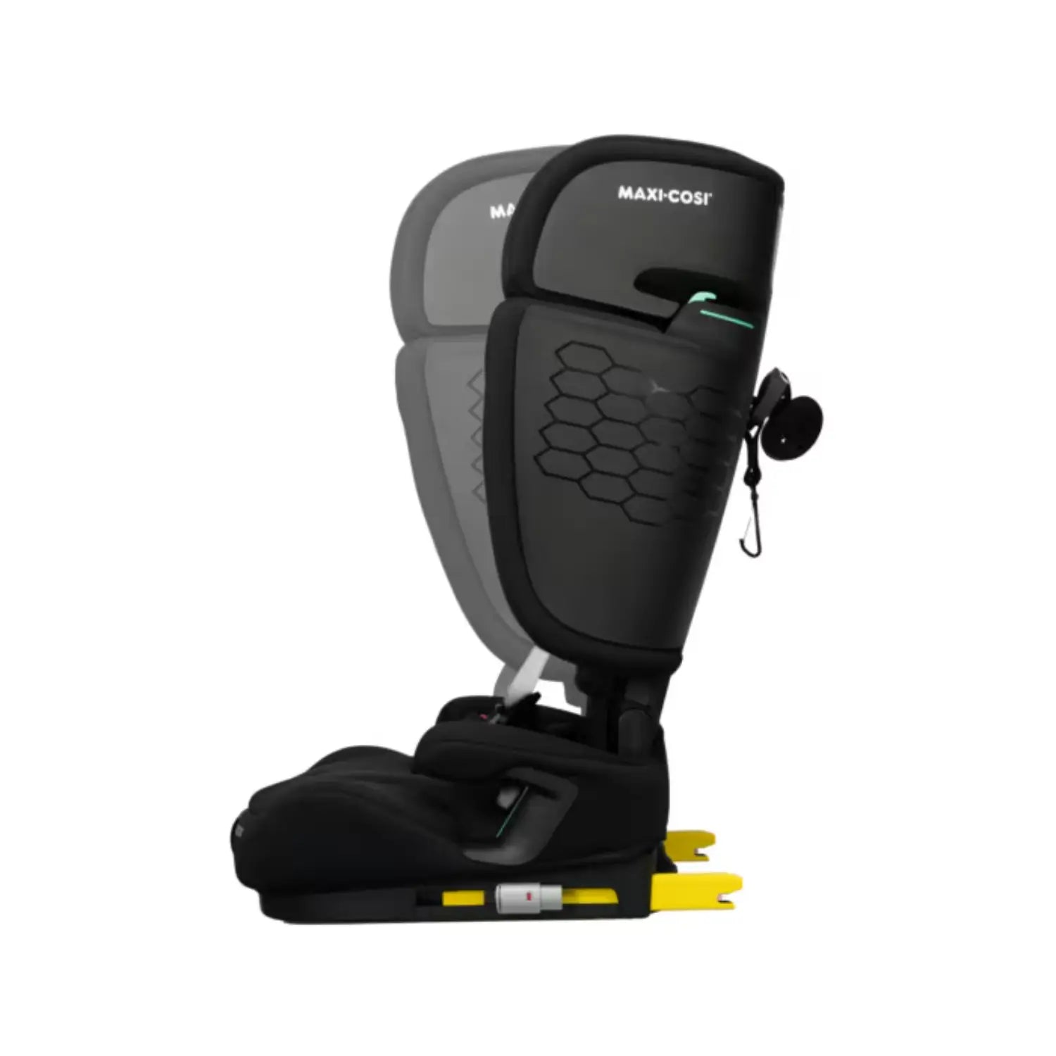 Silla Maxi Cosi negra lateral, adecuada para la seguridad infantil en el automóvil.