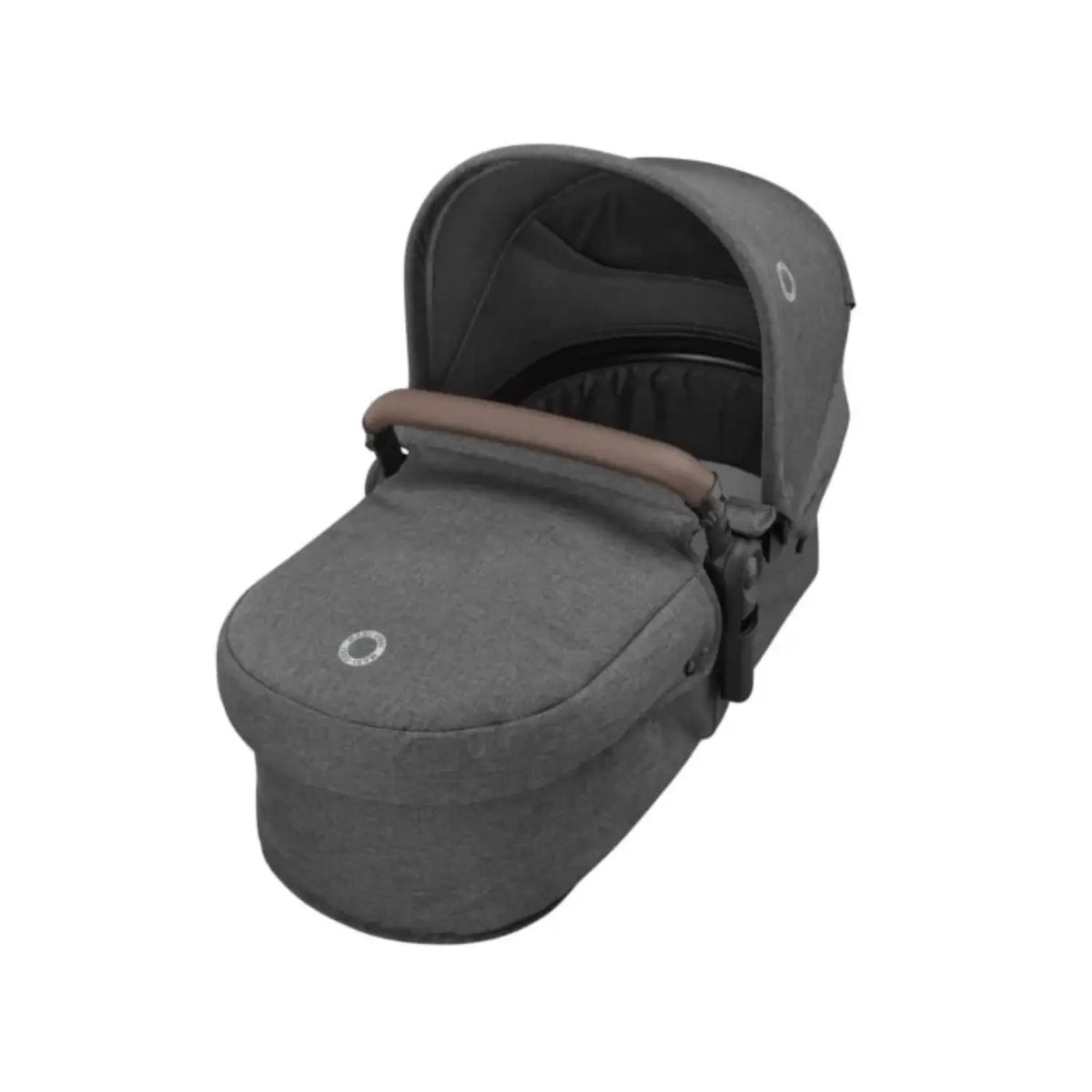Coche gris MAXI COSI vista frontal, ideal para paseos con bebés