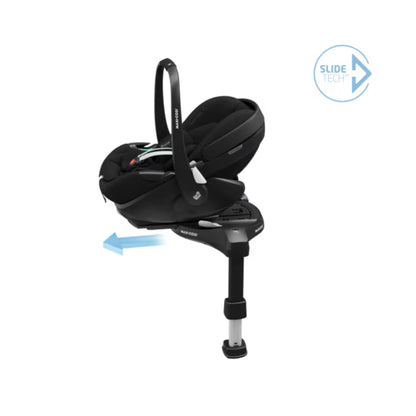 Silla de auto Maxi Cosi negra vista lateral con base ajustable