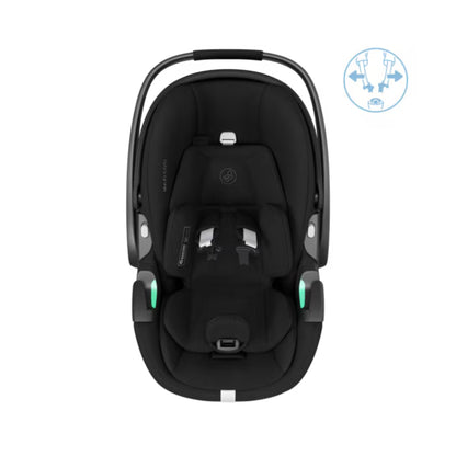 Silla infantil negra vista superior, adecuada para el vehículo