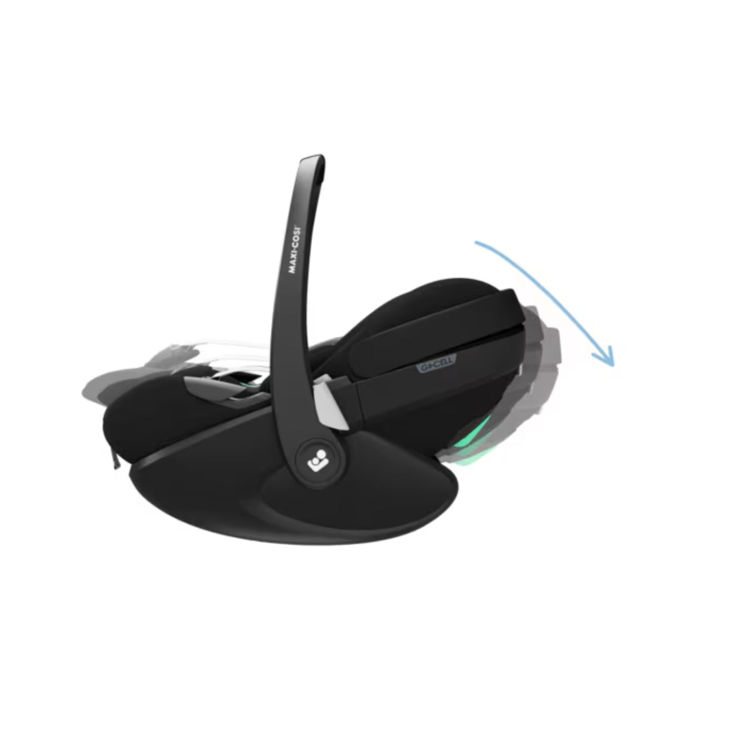 Silla negra de MAXI COSI vista lateral, diseño ergonómico y funcional