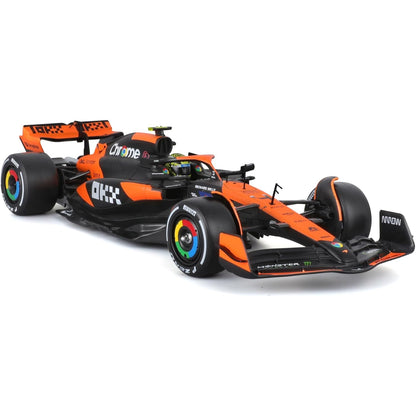 Maisto coche de fórmula 1 naranja, modelo detallado, vista lateral