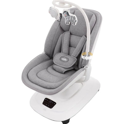 Mecedora gris KIDILO con diseño ergonómico y juguetes colgantes