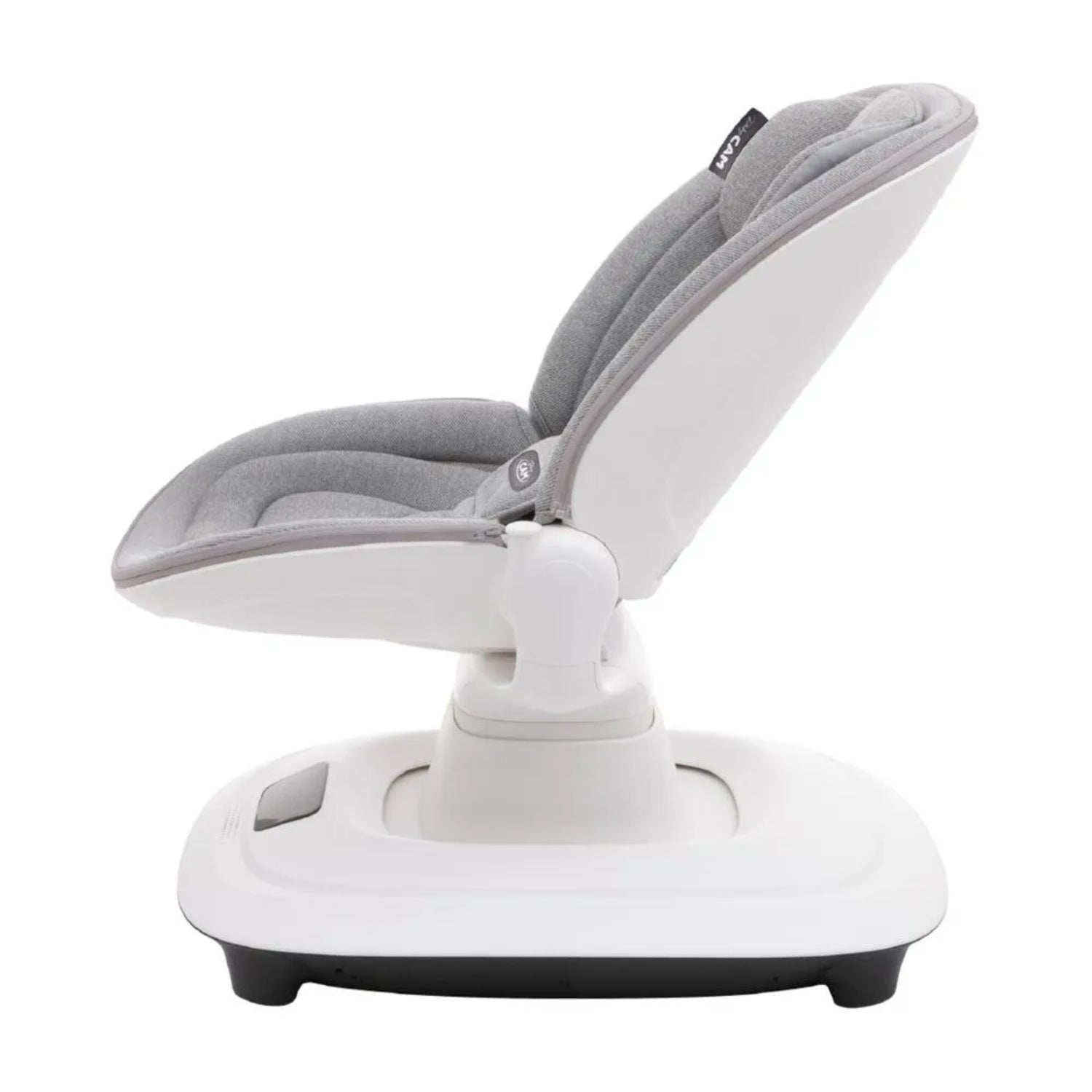 Mecedora gris KIDILO vista lateral, ideal para el descanso de bebés