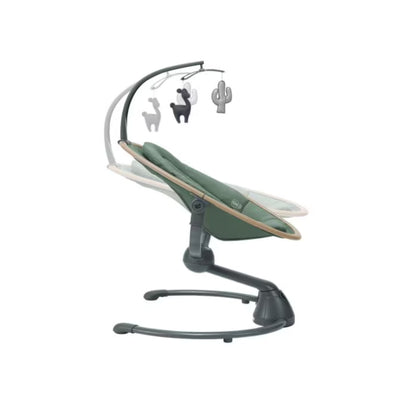 Mecedora verde de MAXI COSI con móviles divertidos y diseño cómodo