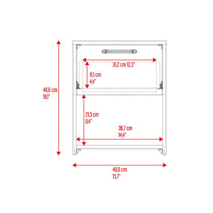 mesa blanca frontal, dimensiones detalladas, diseño funcional