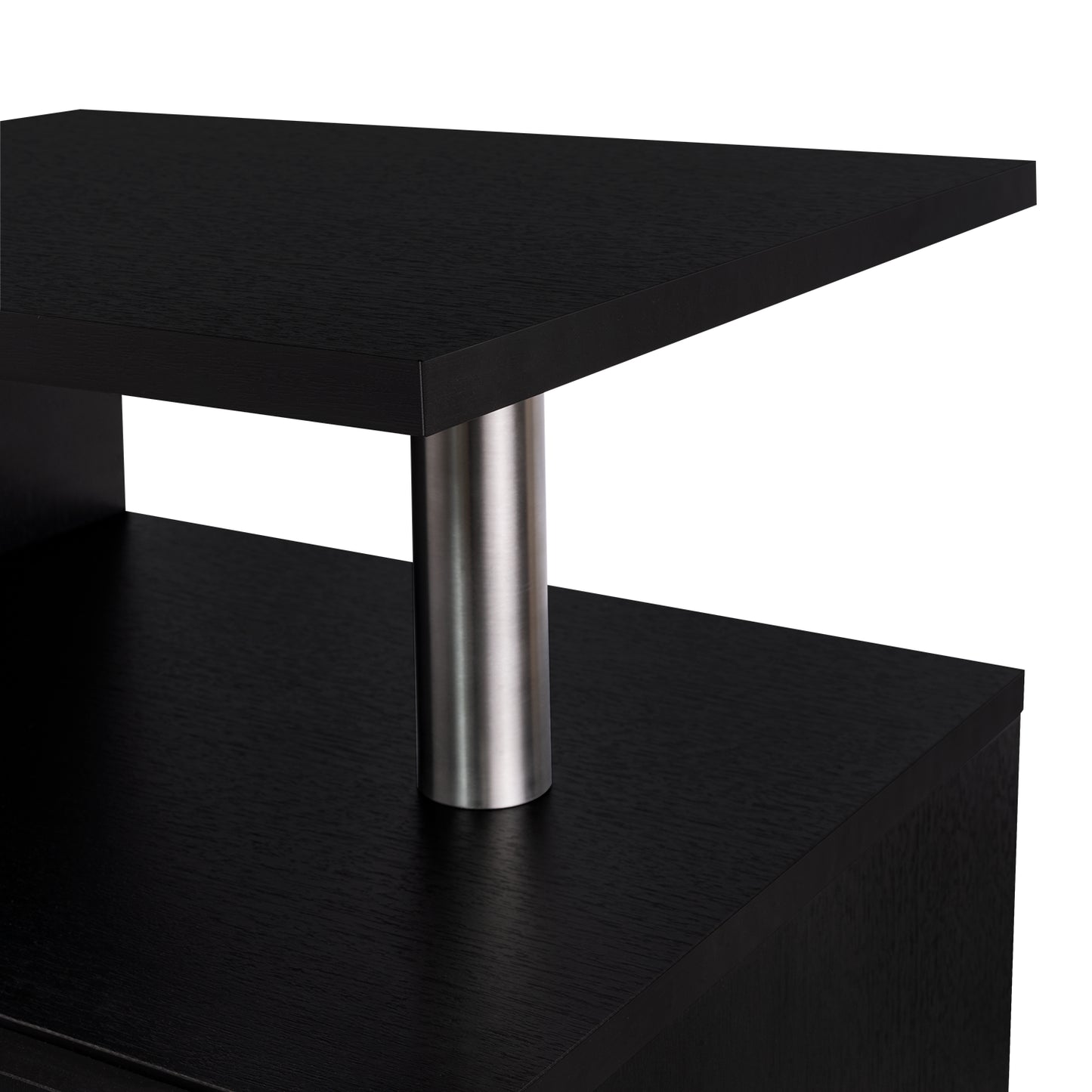 mesa negra de diseño moderno, vista superior, ideal para sala de estar