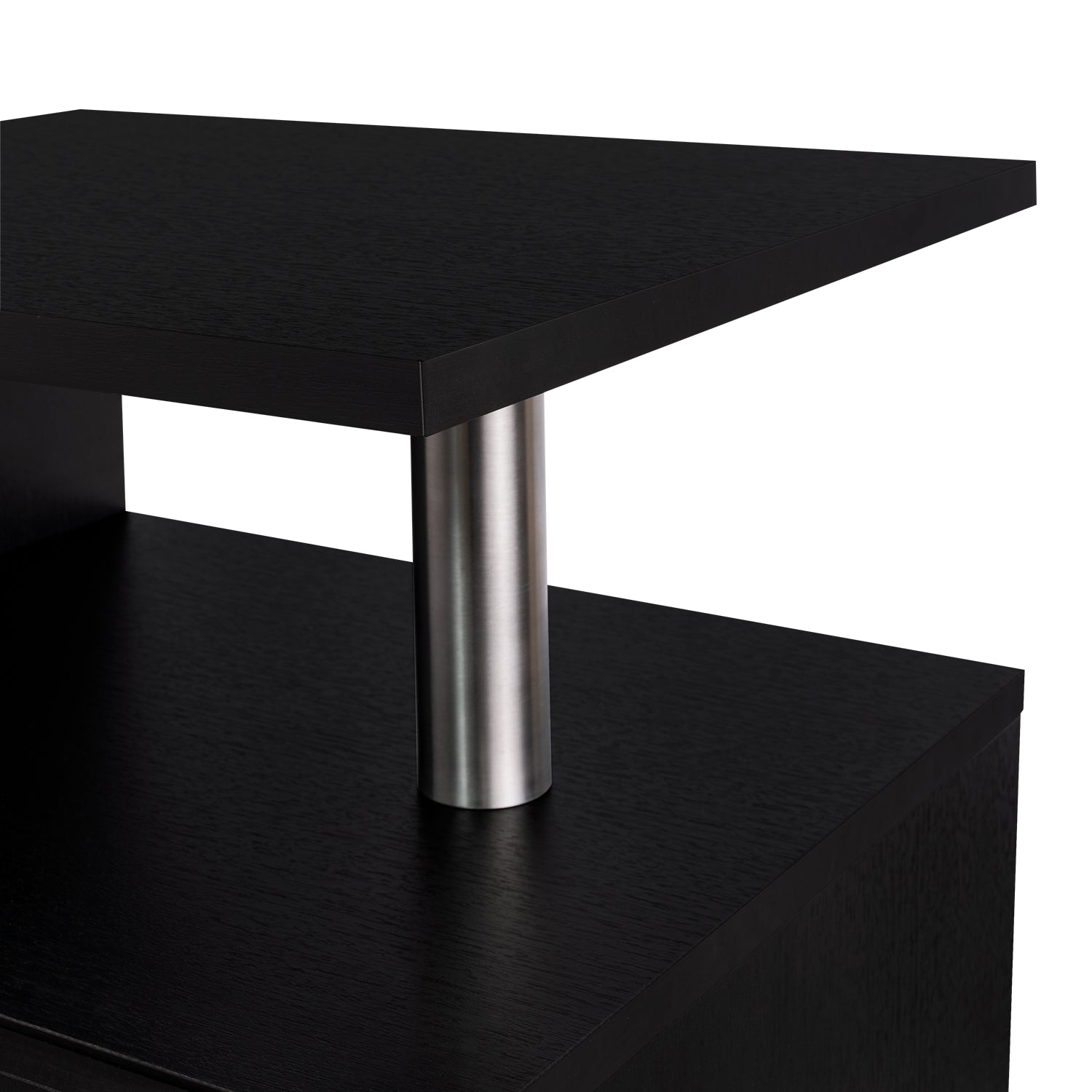 mesa negra de diseño moderno, vista superior, ideal para sala de estar