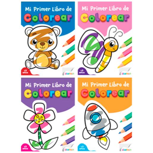 Libros para colorear infantiles diversos, con dibujos de animales y flores, coloridos y creativos