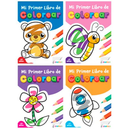Libros para colorear infantiles diversos, con dibujos de animales y flores, coloridos y creativos