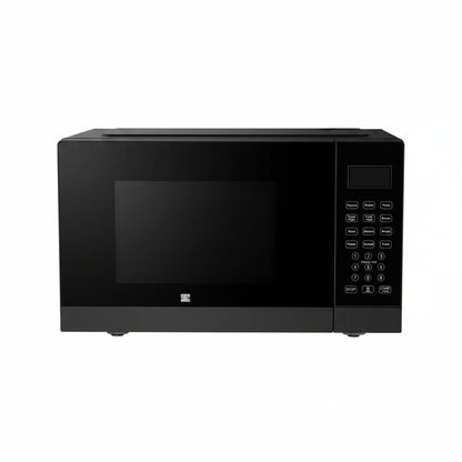 microondas negro frontal, diseño moderno, ideal para cocina