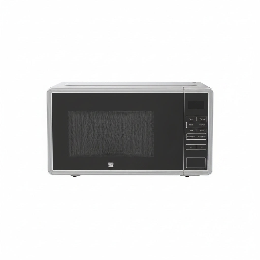 Microondas KENMORE negro frontal, diseño moderno, ideal para cocina