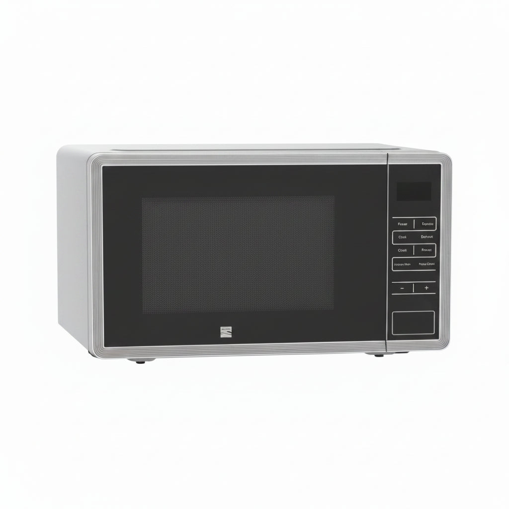 Microondas Kenmore plateado frontal, cocina moderna