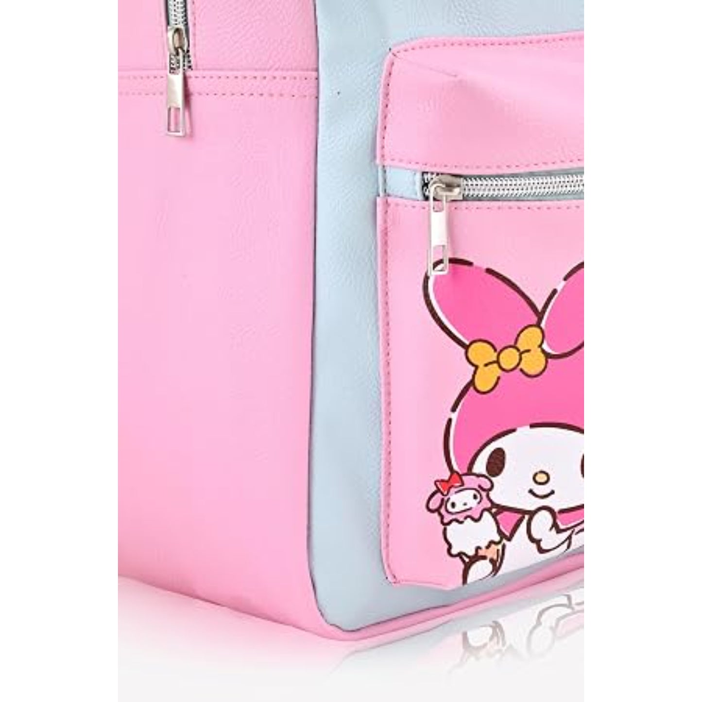 Mochila rosa y azul de SANRIO con diseño de Hello Kitty y bolsillo frontal