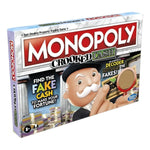 Juego de mesa Monopoly Crooked Cash, caja colorida, vista frontal, temática de casino monopoly