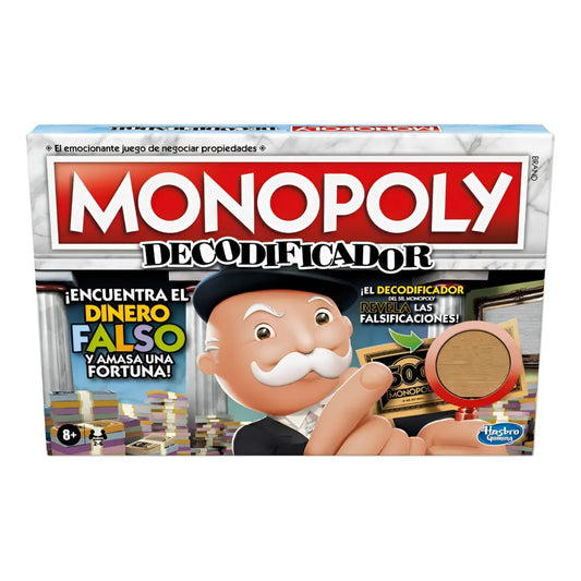 Juego de mesa Monopoly Decodificador con vista frontal y contexto de diversión familiar