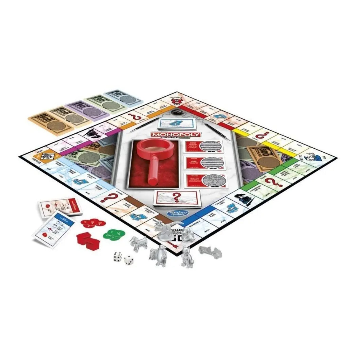 Juego de mesa Casino Monopoly, tablero colorido con fichas y billetes