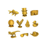Figuras doradas de juego, diferentes modelos y vista frontal