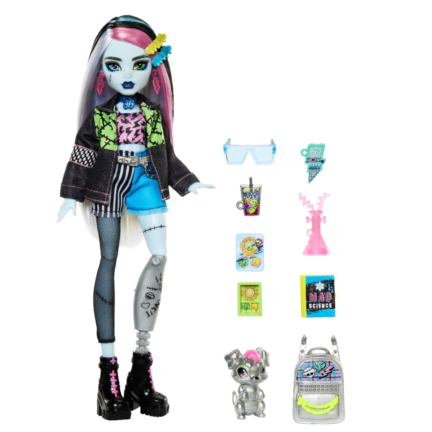 Muñeca Monster High con atuendo moderno y accesorios variados