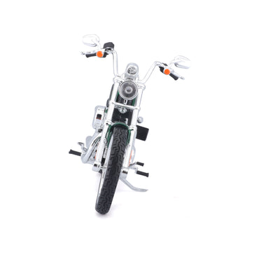 Motocicleta MAISTO negra vista frontal, modelo detallado para coleccionistas