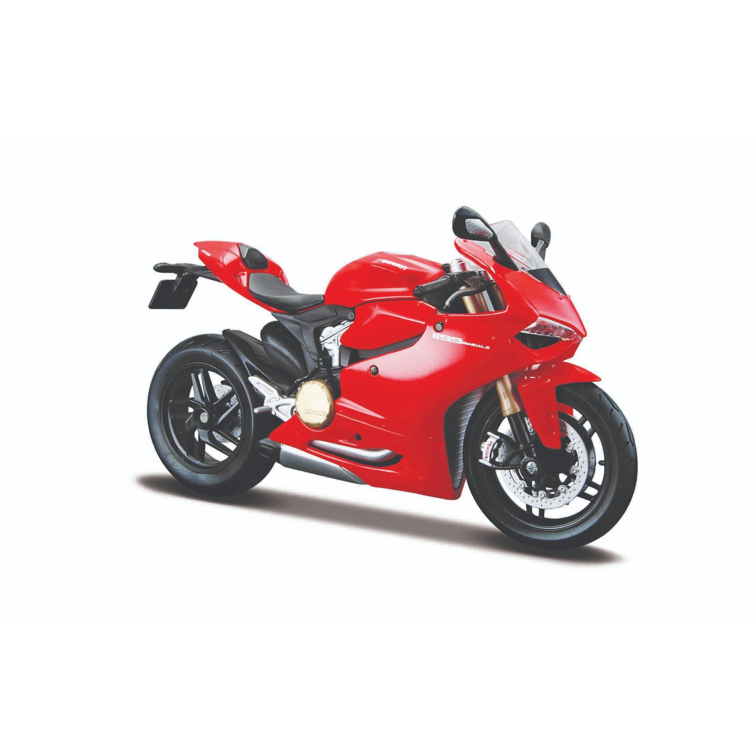 Motocicleta roja Maisto vista lateral, modelo de colección detallado
