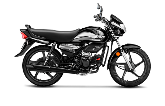 Motocicleta HERO Eco Deluxe en color negro con detalles plateados y diseño elegante, motocicleta eco deluxe precio honduras