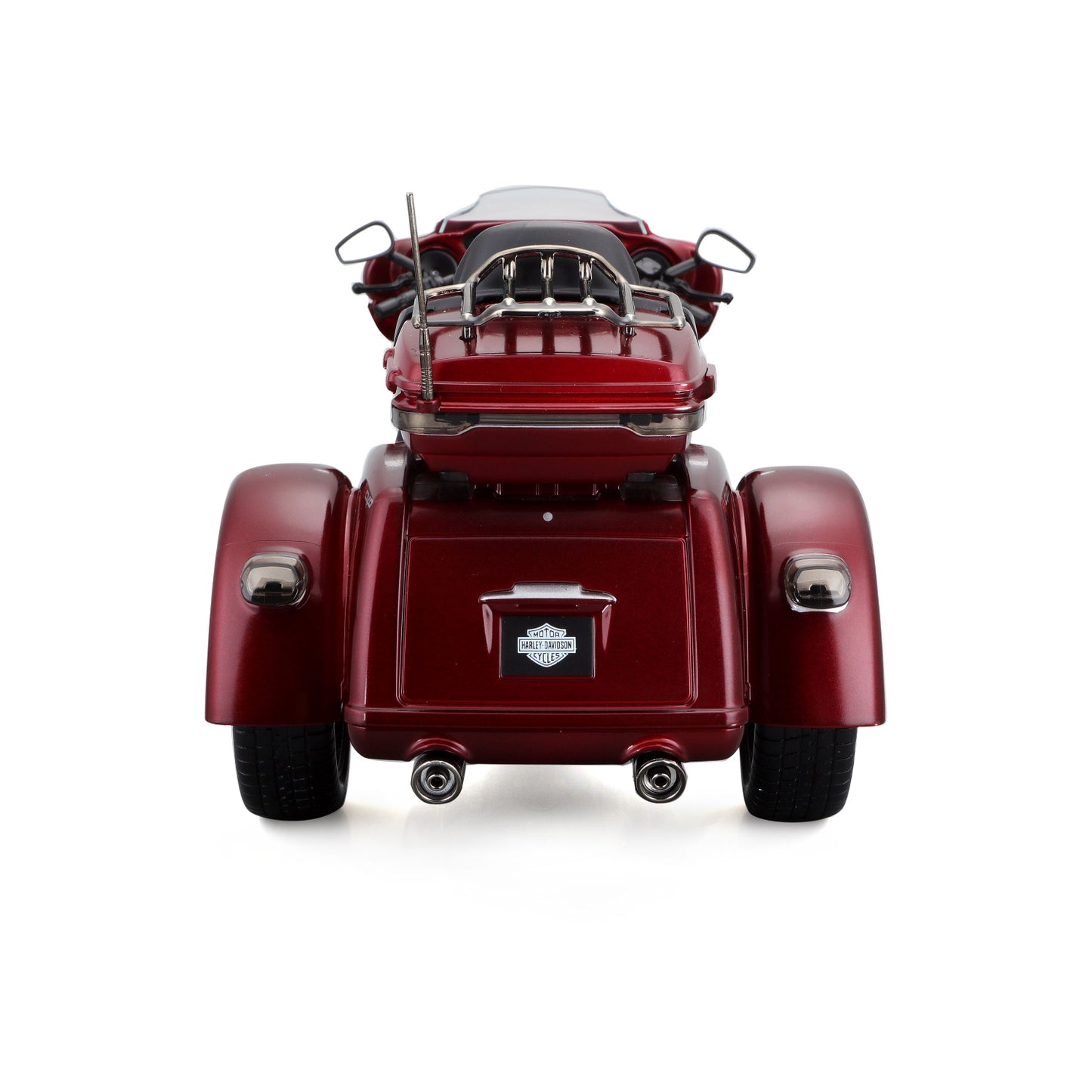 Moto de colección Maisto roja vista trasera, ideal para entusiastas de modelos a escala