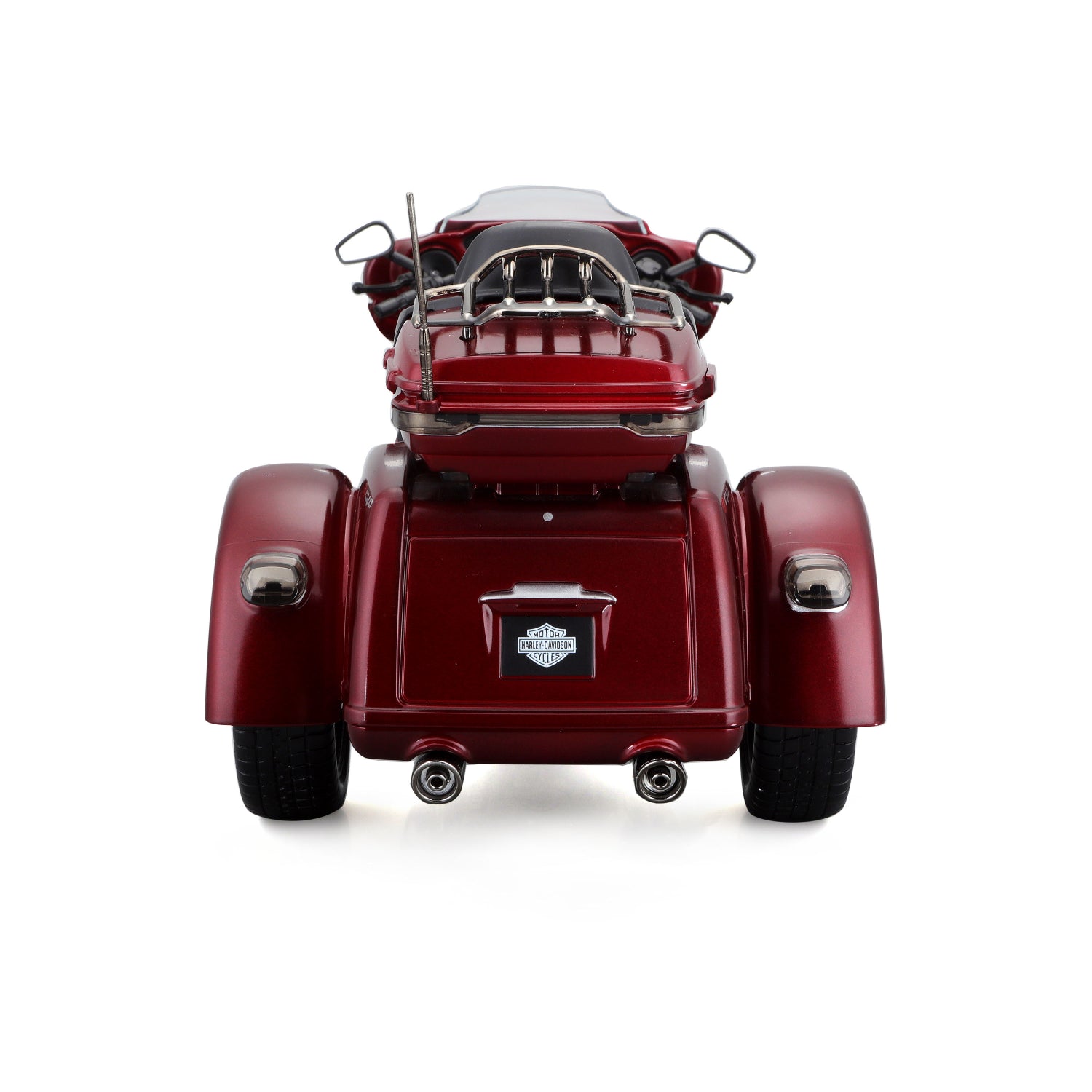 Moto de colección Maisto roja vista trasera, ideal para entusiastas de modelos a escala