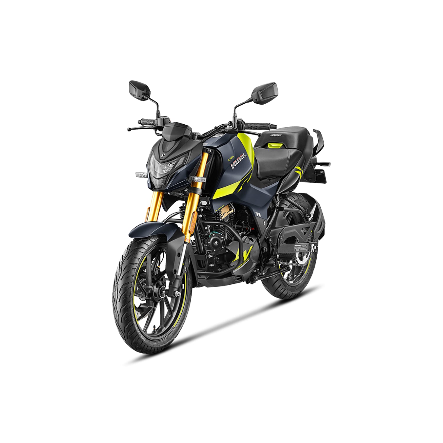 Motocicleta urbana HERO Hunk 160 en negro y verde, ideal para la ciudad, precio Honduras