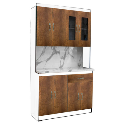 Mueble de cocina LL04 de LA MUEBLERIA con puertas de madera y superficie tipo mármol