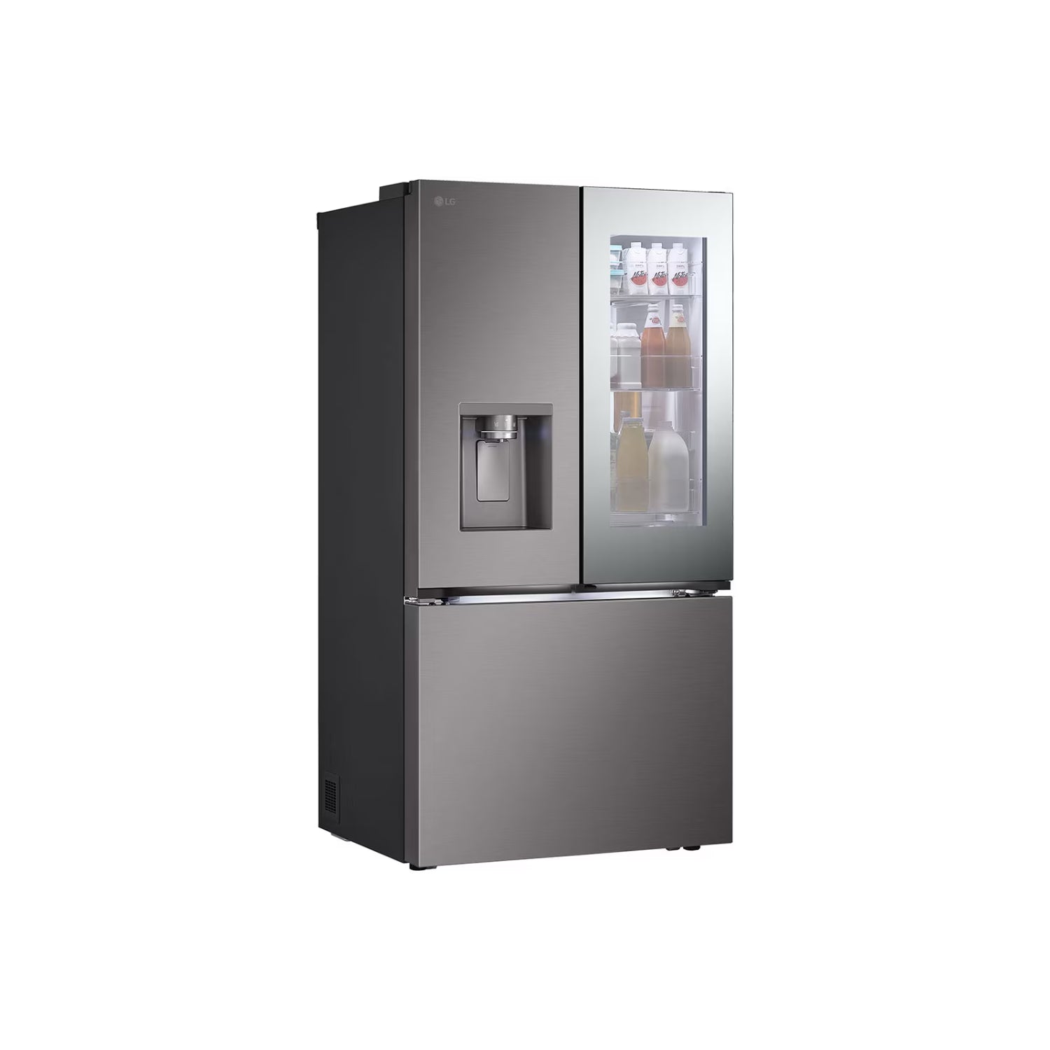 refrigeradora LG negra frontal, dispensador de agua, cocina moderna