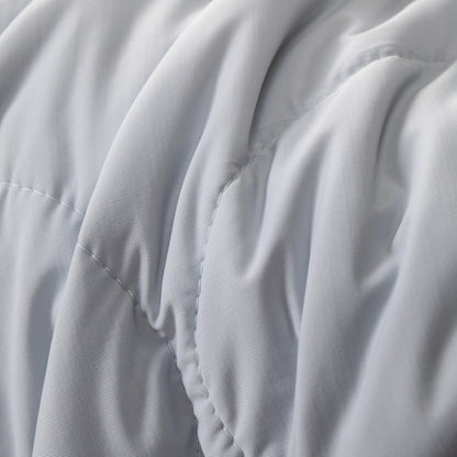 Detalle de la textura suave y costuras de la colcha refrescante queen en color blanco