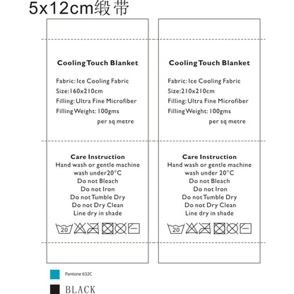 Etiqueta de instrucciones para ropa de cama fresca para verano de tela de enfriamiento y microfibra ultrafina