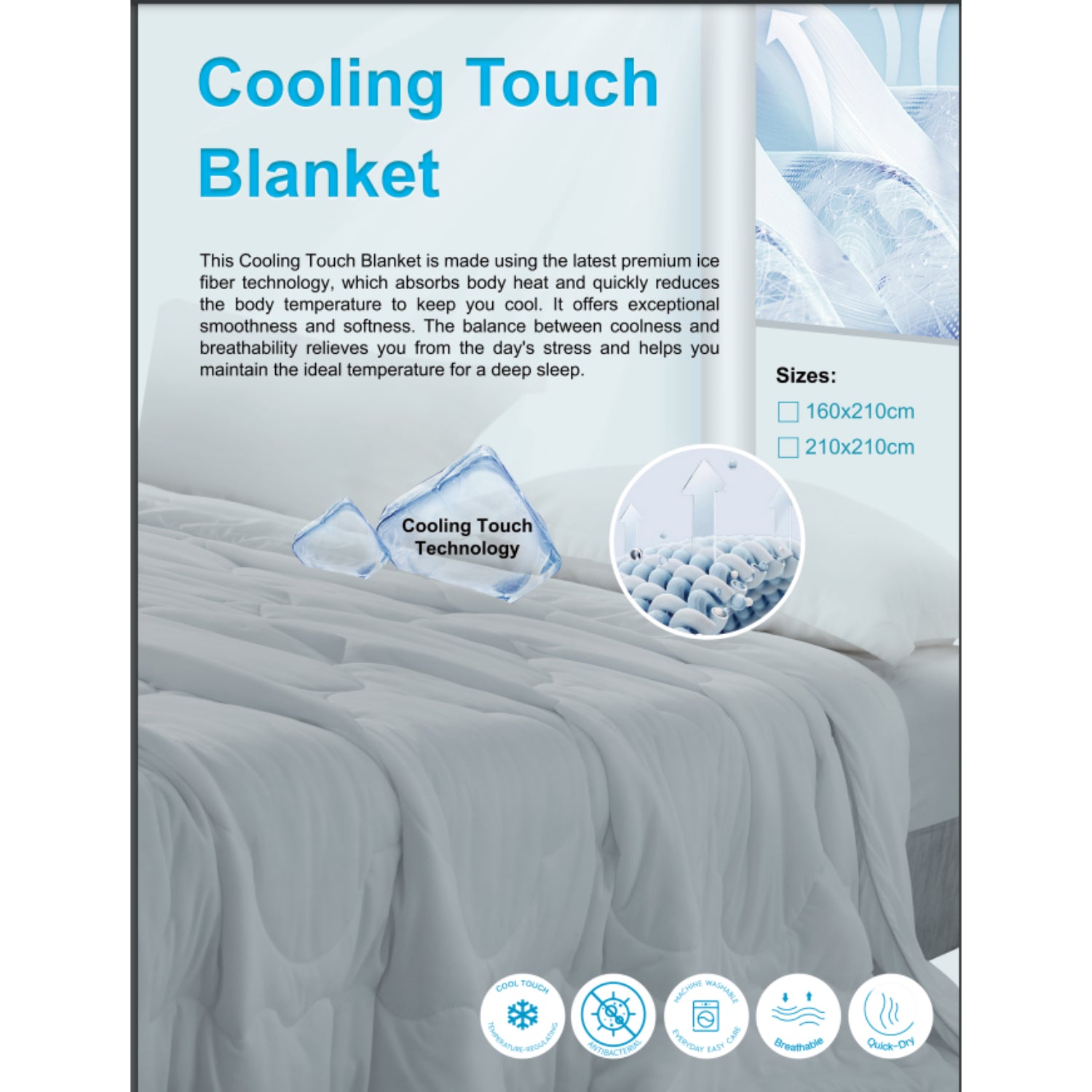 Manta fresca LL02 para ropa de cama fresca para verano con tecnología de enfriamiento avanzada